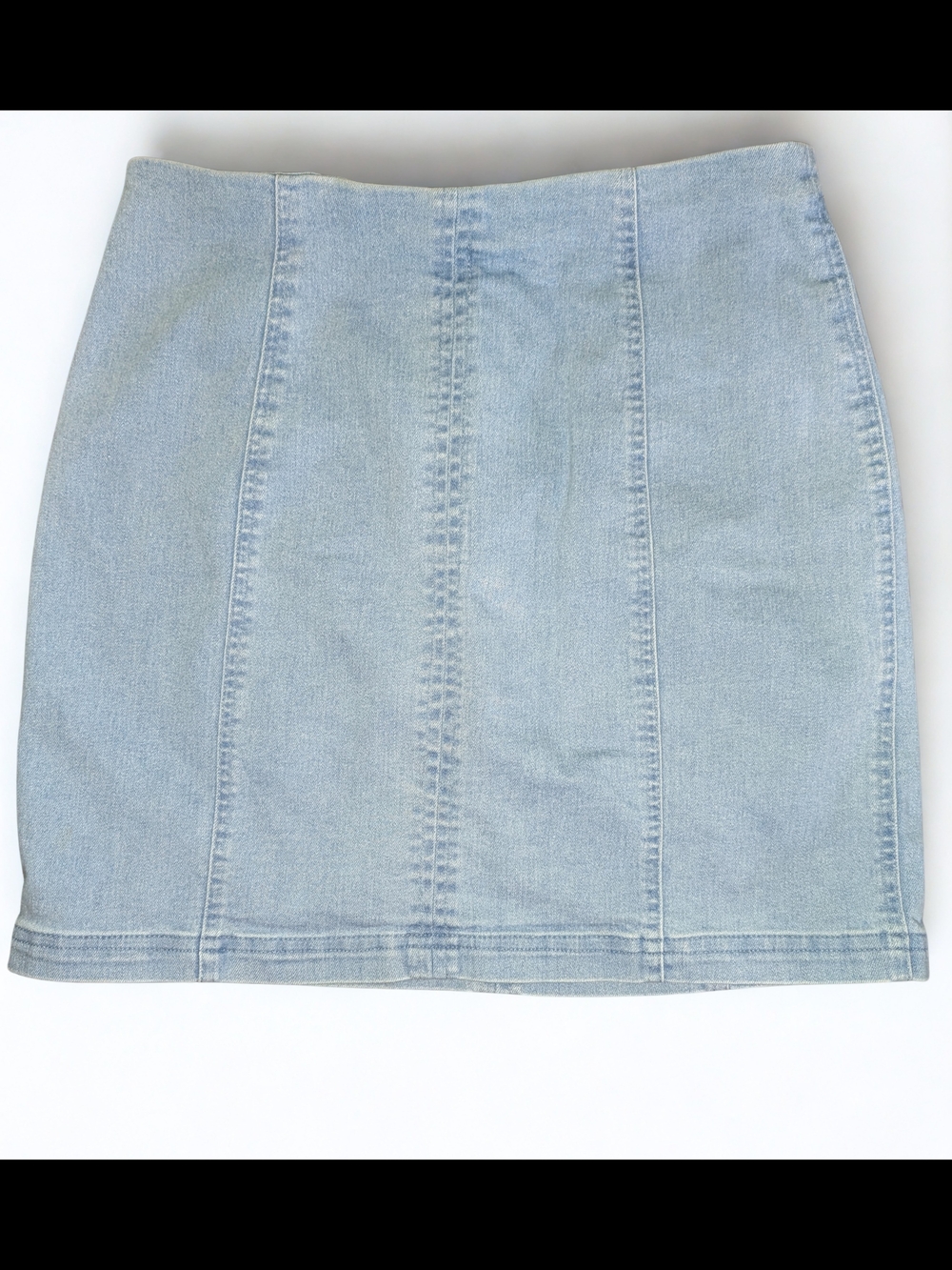 Light Wash Denim Panel Mini Skirt - Women